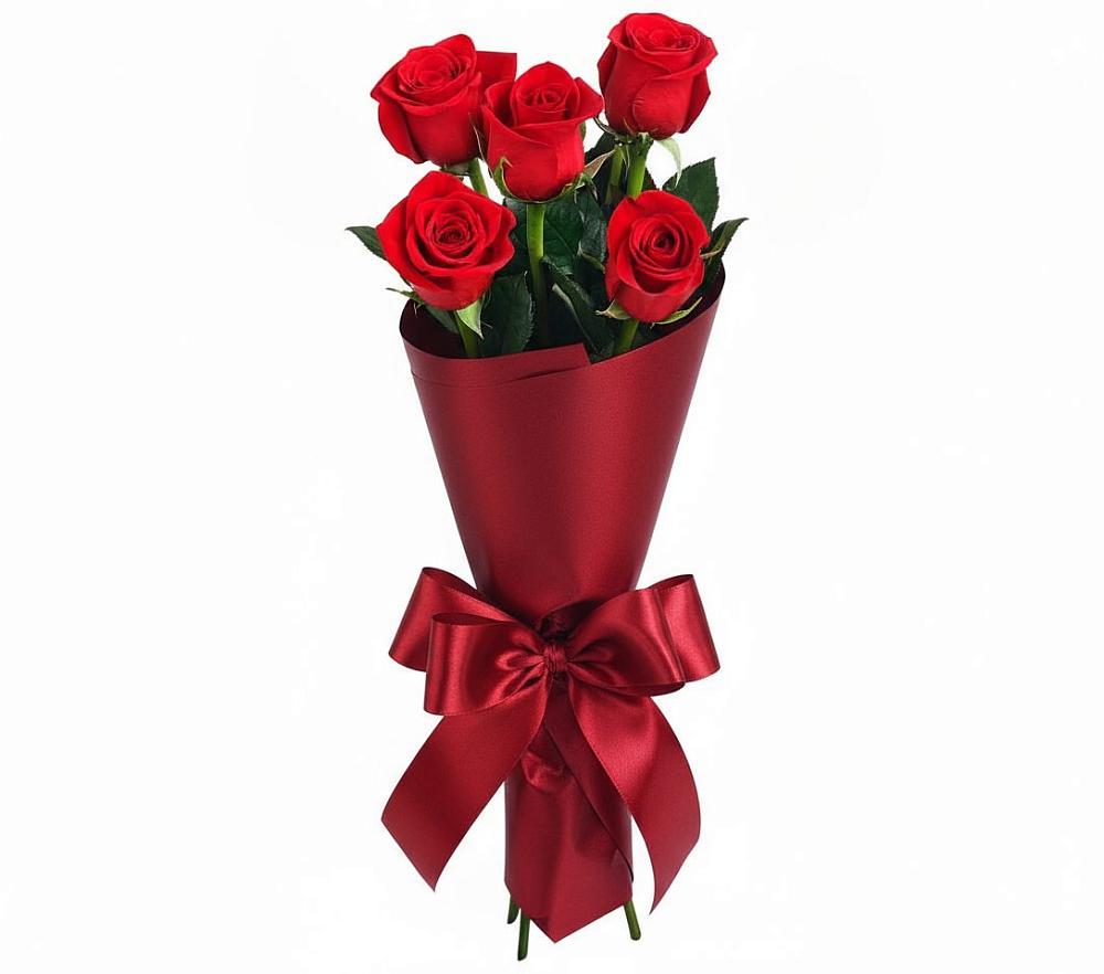 Букет 5 Красных роз Эдлесс Лав в Советской Краснодарского края