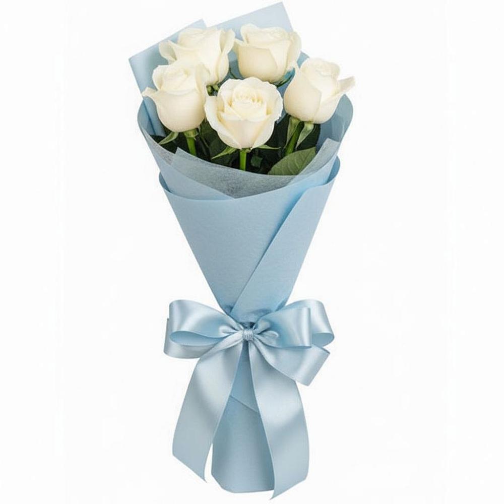 Букет 5 Белых роз Проуд в Советской Краснодарского края
