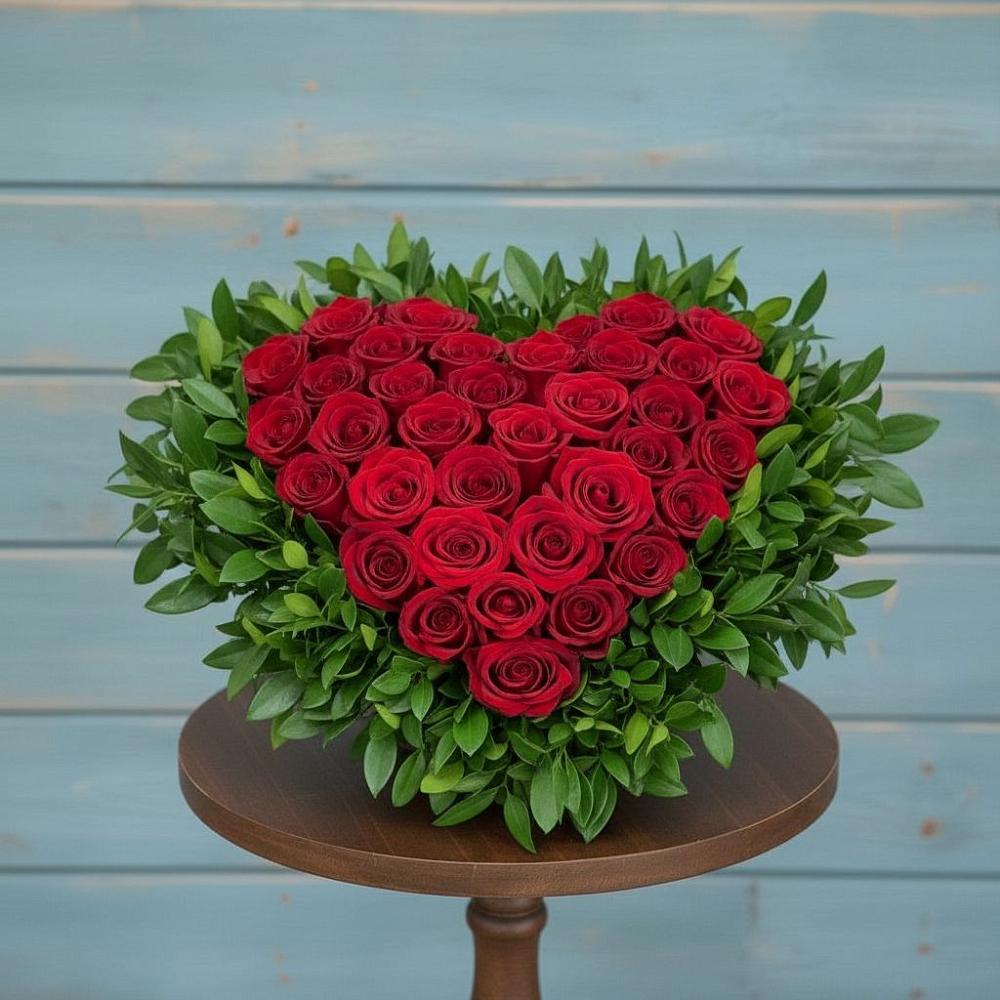 Цветочная композиция из Розы в виде сердца в Советской Краснодарского края