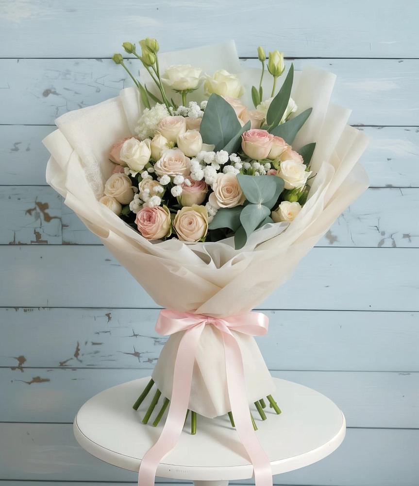 Букет цветов из: Розы и Лизиантусы в Советской Краснодарского края