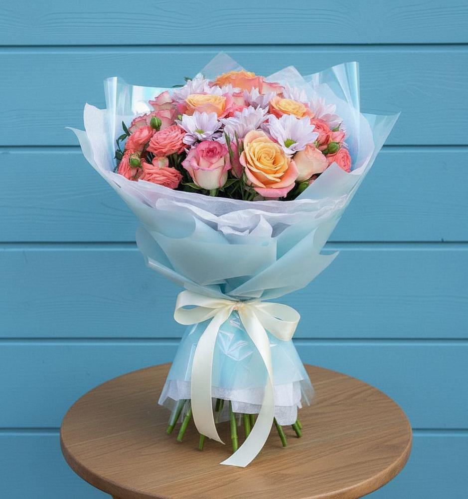 Букет цветов из: Хризантемы и Розы в Советской Краснодарского края